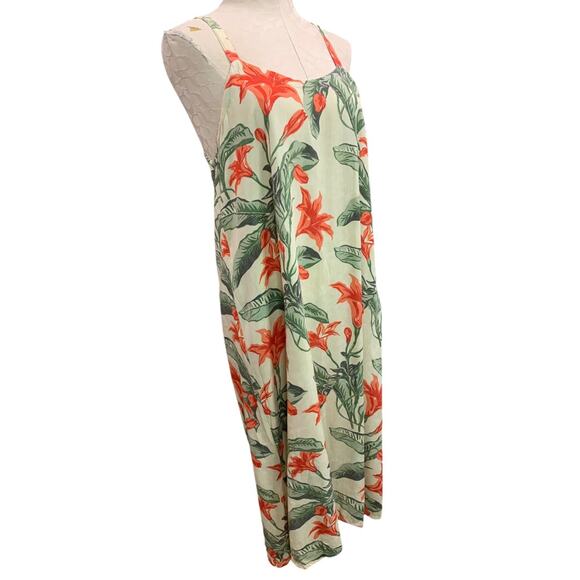 Large Pineapple Moon Tropical Print Slip Dress Rayon - Picture 6 of 8